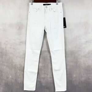 Hudson Women Skinny Jeans Size 25 Soft Gray Paint Splatter Streetwear Edgy Urban